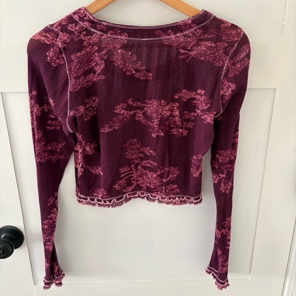 Free People Garner Long Sleeve Tee in Berry Combo. Size Small. - Picture 6 of 13